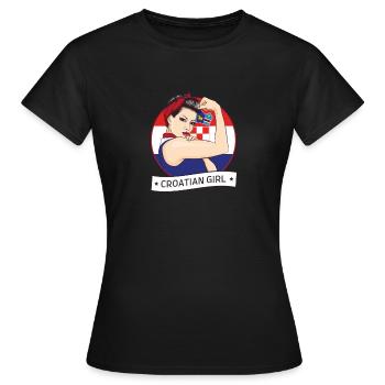 Croatie Croatie drapeau croate drapeau croate - T-shirt Femme - noir - Devant - AI Model Female 172 dark (172cm)