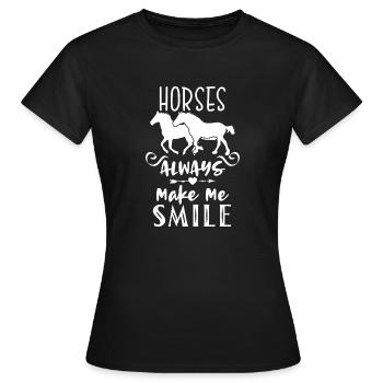 Horses horse equestrian saying equine saying - Women's T-Shirt - black - Front - AI Model Female 172 dark (172cm)
