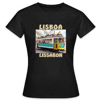 Lisboa tram Lisbonne - T-shirt Femme - noir - Devant - AI Model Female 172 dark (172cm)