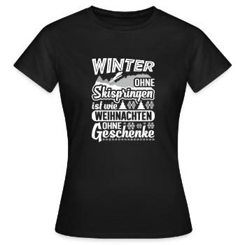 Skispringer Skispringen Skisprungschanze Sprungski - Frauen T-Shirt - Schwarz - Vorne - AI Model Female 172 dark (172cm)