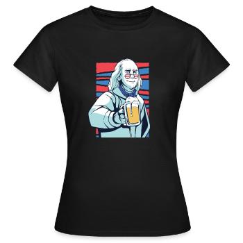 Benjamin Franklin US Beer US Flag Beer President - Women's T-Shirt - black - Front - AI Model Female 172 dark (172cm)