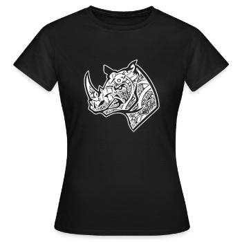 Nashorn Nashorn Blumenmuster - Frauen T-Shirt - Schwarz - Vorne - AI Model Female 172 dark (172cm)