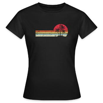 Palme Retro-Art tropischer Strand Pazifik - Frauen T-Shirt - Schwarz - Vorne - AI Model Female 172 dark (172cm)