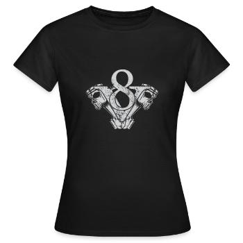 V8 Skull Cylinder Engine PS Turbo Car Lover - Women's T-Shirt - black - Front - AI Model Female 172 dark (172cm)