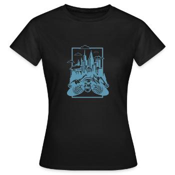 Environment and climate protection turtle - Women's T-Shirt - black - Front - AI Model Female 172 dark (172cm)