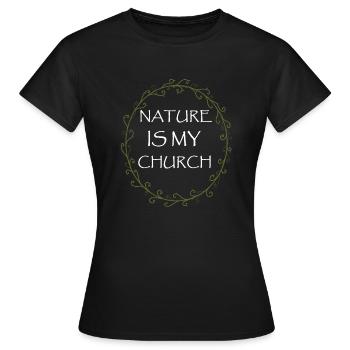 La nature est mon église Wicca Païenne - T-shirt Femme - noir - Devant - AI Model Female 172 dark (172cm)