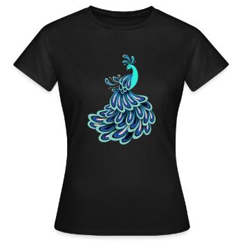 Ornithologue paon - T-shirt Femme - noir - Devant - AI Model Female 172 dark (172cm)