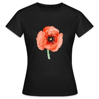 Mohnblume - Frauen T-Shirt - Schwarz - Vorne - AI Model Female 172 dark (172cm)