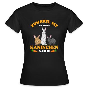 Zuhause ist wo meine Kaninchen sind Hasen Rabbit - Frauen T-Shirt - Schwarz - Vorne - AI Model Female 172 dark (172cm)