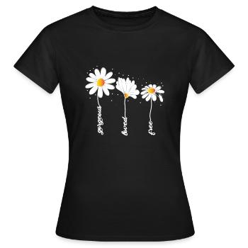 Gänseblümchen margerite Freiheit Liebe Schönheit - Frauen T-Shirt - Schwarz - Vorne - AI Model Female 172 dark (172cm)