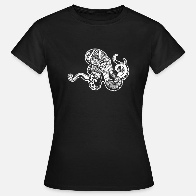 Octopus Octopus Floral Pattern - Women's T-Shirt - black