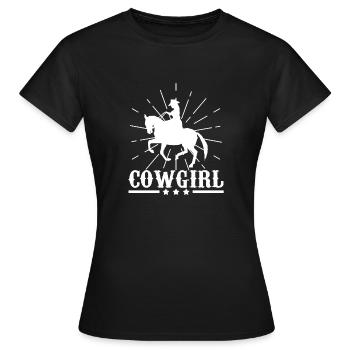 Western riding cow-girl sliding stop reining ladies - Women's T-Shirt - black - Front - AI Model Female 172 dark (172cm)