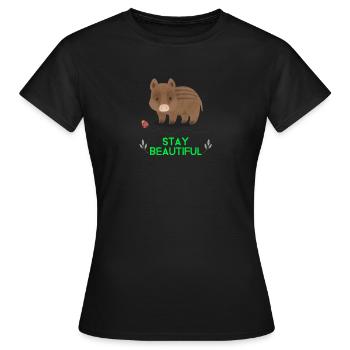 Süßes niedliches Wildschwein Waldtier Waldtiere - Frauen T-Shirt - Schwarz - Vorne - AI Model Female 172 dark (172cm)