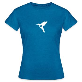 Cadeau de colibri pour femme, colibri femelle - T-shirt Femme - bleu saphir antique chiné - Devant - AI Model Female 172 dark (172cm)