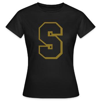 S - lettre - T-shirt Femme - noir - Devant - AI Model Female 172 dark (172cm)