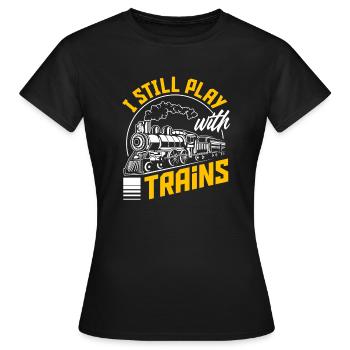 Model railway model making train trains train drivers - Women's T-Shirt - black - Front - AI Model Female 172 dark (172cm)