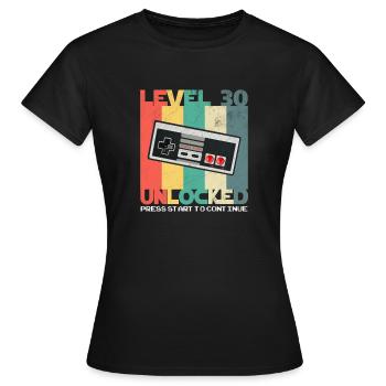 30. Geburtstag Level 30 Unlocked Retro Gamer Geschenk - Frauen T-Shirt - Schwarz - Vorne - AI Model Female 172 dark (172cm)
