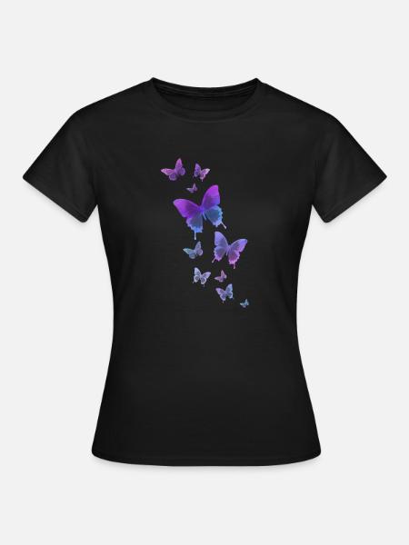 Schmetterling Schmetterling Tier bunt Farbe - Frauen T-Shirt - Schwarz
