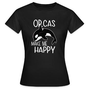 Les orques me rendent heureux. Orque épaulard - T-shirt Femme - noir - Devant - AI Model Female 172 dark (172cm)