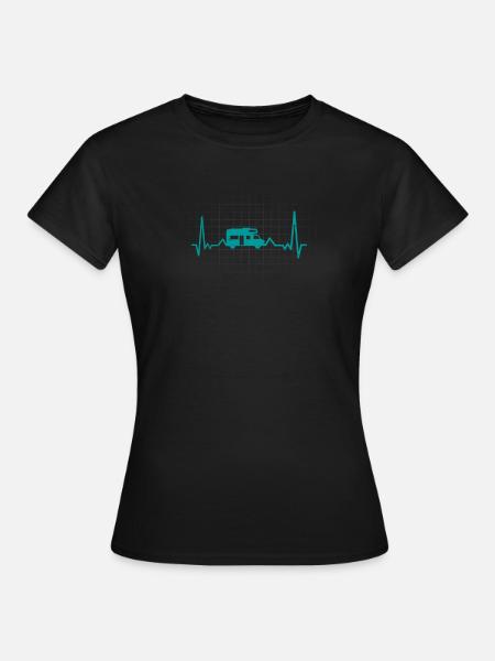 Campervan Van Camping car fréquence cardiaque de la ligne cardiaque - T-shirt Femme - noir