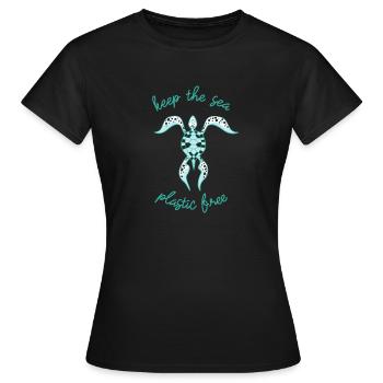 Keep The Sea Plastic Free - Stop Ocean Pollution - Frauen T-Shirt - Schwarz - Vorne - AI Model Female 172 dark (172cm)
