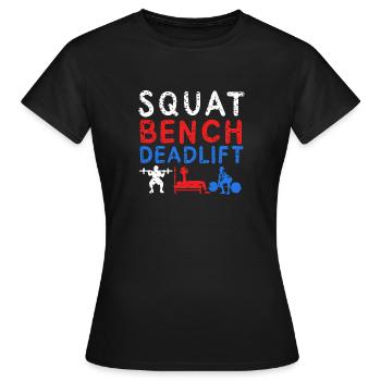 POWERLIFTING: Squat Bench - Women's T-Shirt - black - Front - AI Model Female 172 dark (172cm)