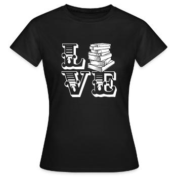Book Love Book - Women's T-Shirt - black - Front - AI Model Female 172 dark (172cm)