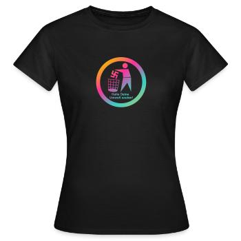 FCK NZS - Die Welt ist bunt! - Gegen Rechts - Frauen T-Shirt - Schwarz - Vorne - AI Model Female 172 dark (172cm)
