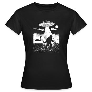 Bigfoot UFO Abduction Drôle Sasquatch Aliens Crypt - T-shirt Femme - noir - Devant - AI Model Female 172 dark (172cm)