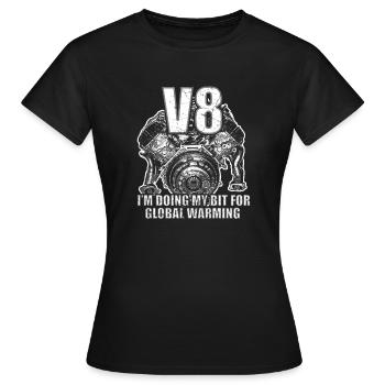 V8 Big Block, Tuningteile - Frauen T-Shirt - Schwarz - Vorne - AI Model Female 172 dark (172cm)
