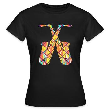 Saxophone Alto Saxophone Alto Géométrique - T-shirt Femme - noir - Devant - AI Model Female 172 dark (172cm)
