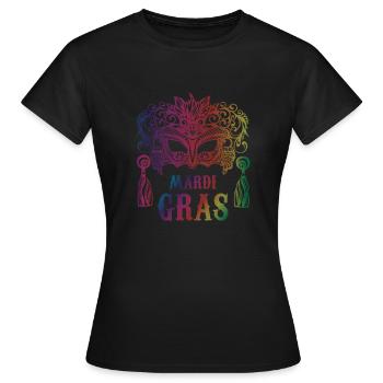 Mardi Gras | Mascarade | Carnaval | Costumes | Tradition - T-shirt Femme - noir - Devant - AI Model Female 172 dark (172cm)