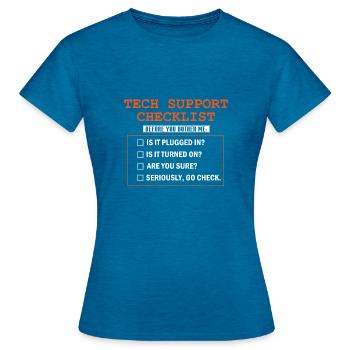 Funny Tech Support Checklist IT Technical Team - Women's T-Shirt - antique blue sapphire heather - Front - AI Model Female 172 dark (172cm)