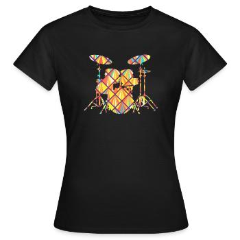 Drum Set Drum Set Geometric - Women's T-Shirt - black - Front - AI Model Female 172 dark (172cm)