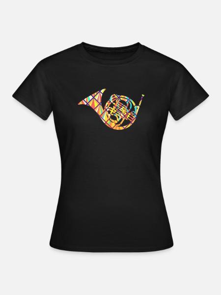 Geometrisches Hemd des Waldhorns - Frauen T-Shirt - Schwarz
