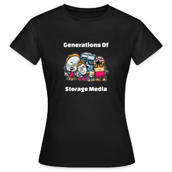 Generations of Storage Media 1643 - Women's T-Shirt - black - Front - AI Model Female 172 dark (172cm)