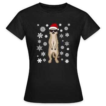 Lustiges Erdmännchen Santa Weihnachten Geschenk - Frauen T-Shirt - Schwarz - Vorne - AI Model Female 172 dark (172cm)