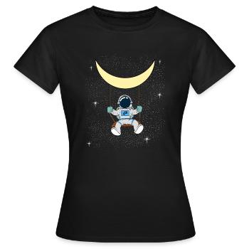 Outer space space astronaut swing on the moon space - Women's T-Shirt - black - Front - AI Model Female 172 dark (172cm)