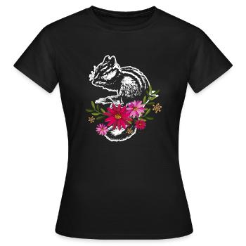 Chipmunk With Flowers - Women's T-Shirt - black - Front - AI Model Female 172 dark (172cm)