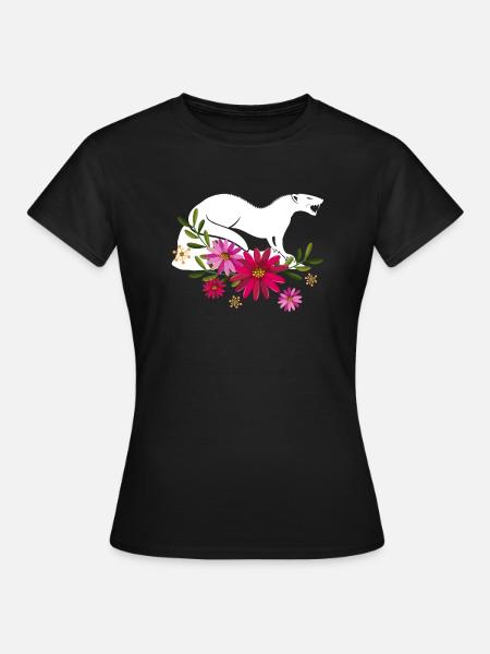 Mungo mit Blumen - Frauen T-Shirt - Schwarz