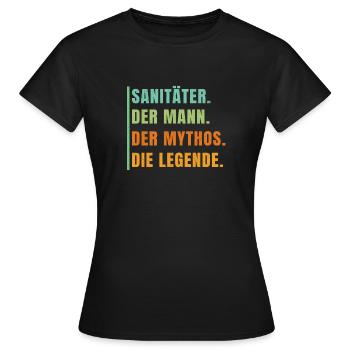 Sanitäter Retro Sani Rettungsdienst 112 Mythos - Frauen T-Shirt - Schwarz - Vorne - AI Model Female 172 dark (172cm)