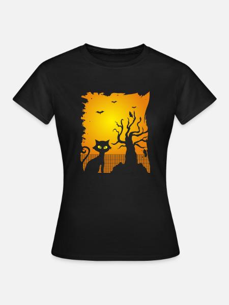 Cadeau de chauves-souris Halloween drôle de chat noir effrayant - T-shirt Femme - noir