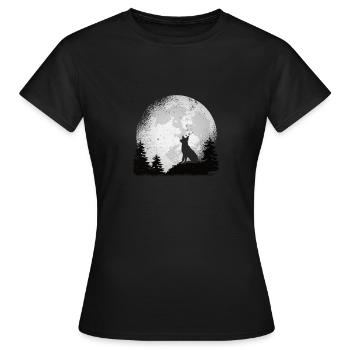 Schäferhund Vollmond Hundebesitzer Diensthund - Frauen T-Shirt - Schwarz - Vorne - AI Model Female 172 dark (172cm)