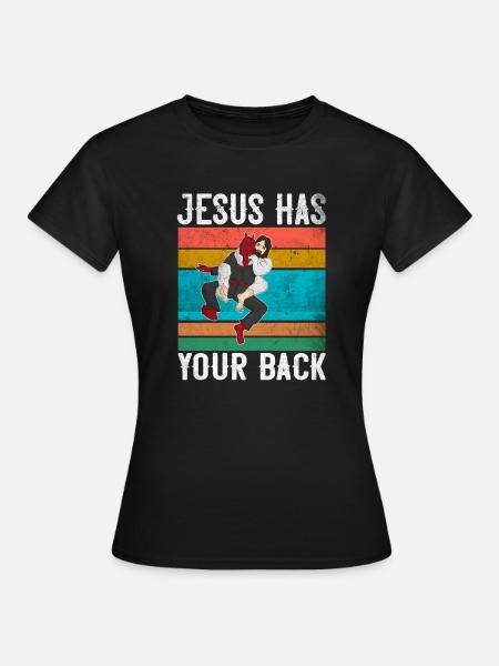 Jesús tiene tu espalda producto Brazilian Jiu Jitsu - T-shirt dam - svart