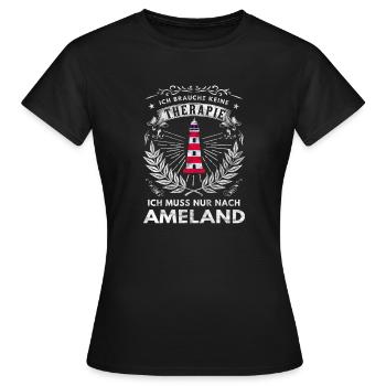 Ameland Insel Urlaub Souvenir - Frauen T-Shirt - Schwarz - Vorne - AI Model Female 172 dark (172cm)