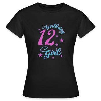 12ème anniversaire fille anniversaire fille - T-shirt Femme - noir - Devant - AI Model Female 172 dark (172cm)