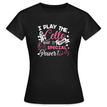 Violoncelle Je joue du violoncelle - T-shirt Femme - noir - Devant - AI Model Female 172 dark (172cm)