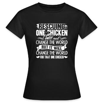 Huhn, das Hühner rettet - Frauen T-Shirt - Schwarz - Vorne - AI Model Female 172 dark (172cm)