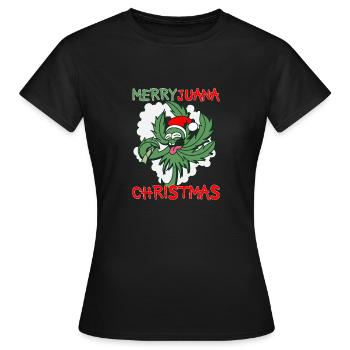 Feuille de cannabis lapidée de marijuana de Noël - T-shirt Femme - noir - Devant - AI Model Female 172 dark (172cm)