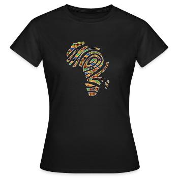 Afrique carte impression spirale Kente motif, africain - T-shirt Femme - noir - Devant - AI Model Female 172 dark (172cm)